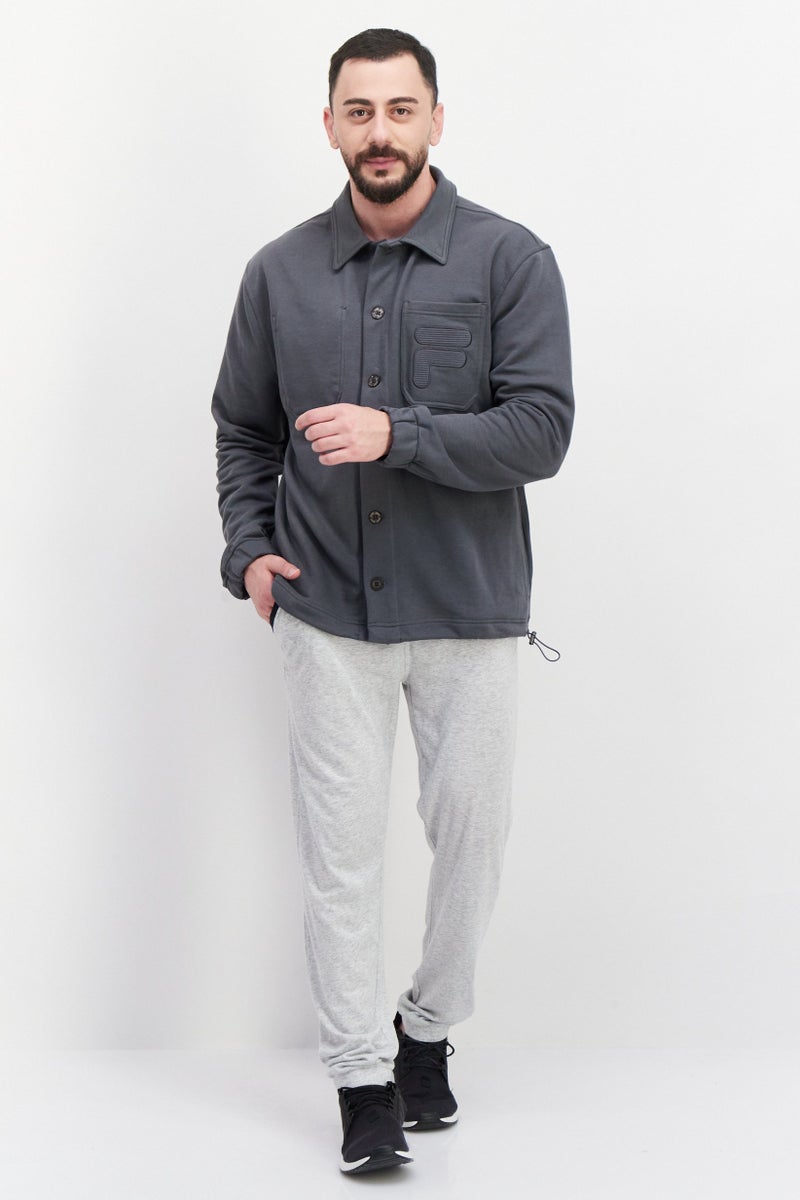 FILA جاكيتات خارجية بأكمام طويلة وملابس رياضية للرجال، رمادي - Image 4